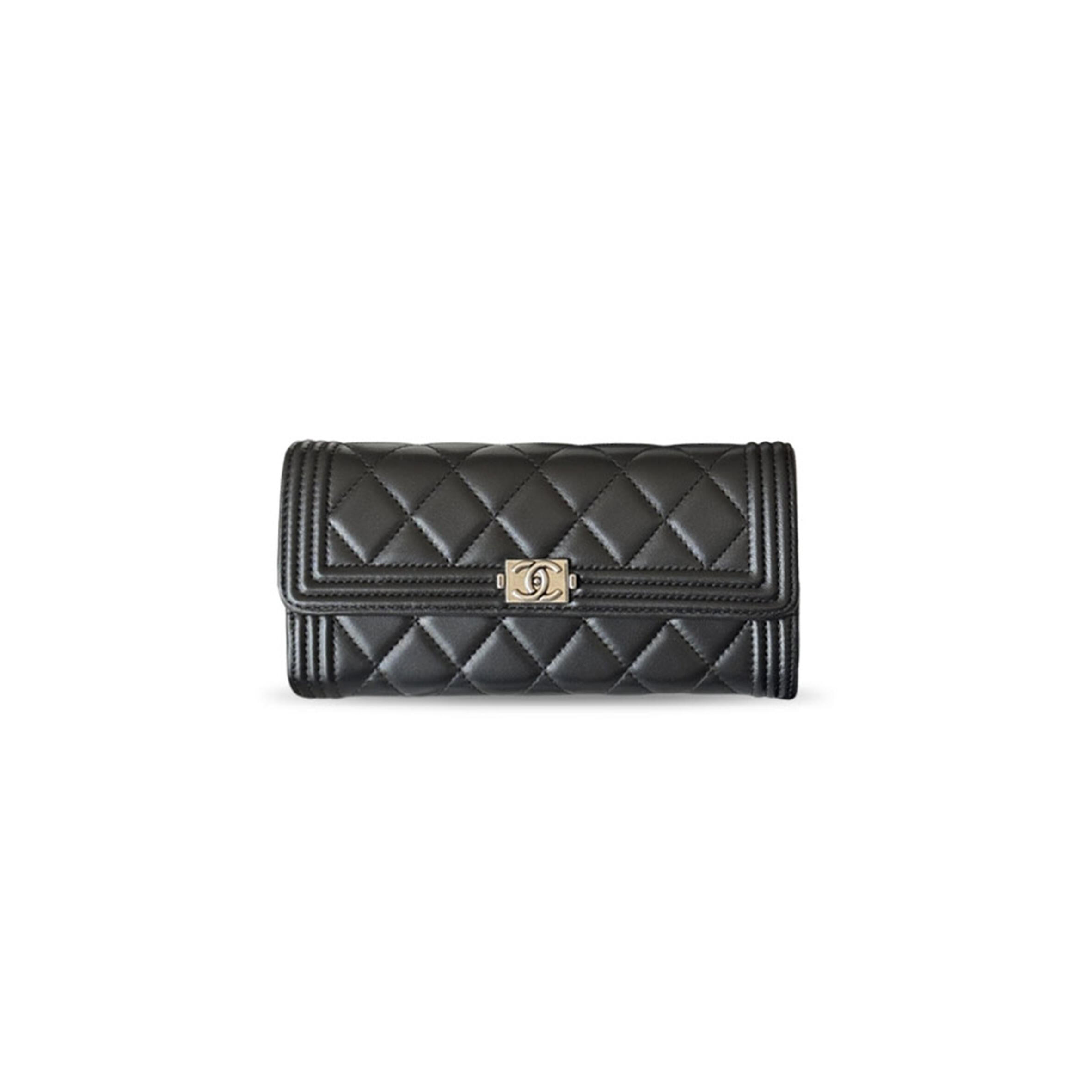 CHANEL BOY LONG FLAP WALLET SILVER HARDWARE A80286 (19*10.5*3cm)